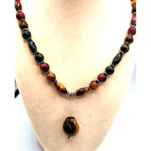 Tiger Eye Beaded Necklace With Tiger Eye Pendant - Picture 4 of 4
